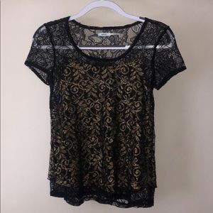 Black & Gold Lace Tee